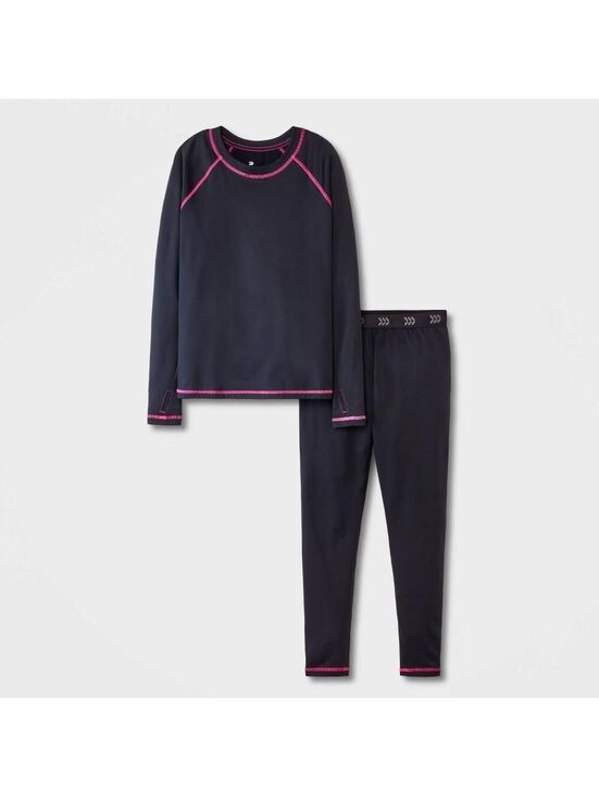 all in motion Other - All In Motion Girls' 2pk Thermal Underwear Set - Black L